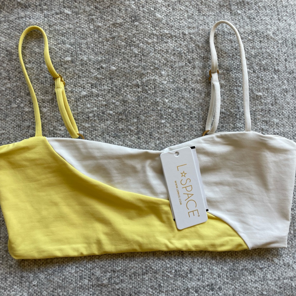 Yellow & White L*Space Bikini Top!